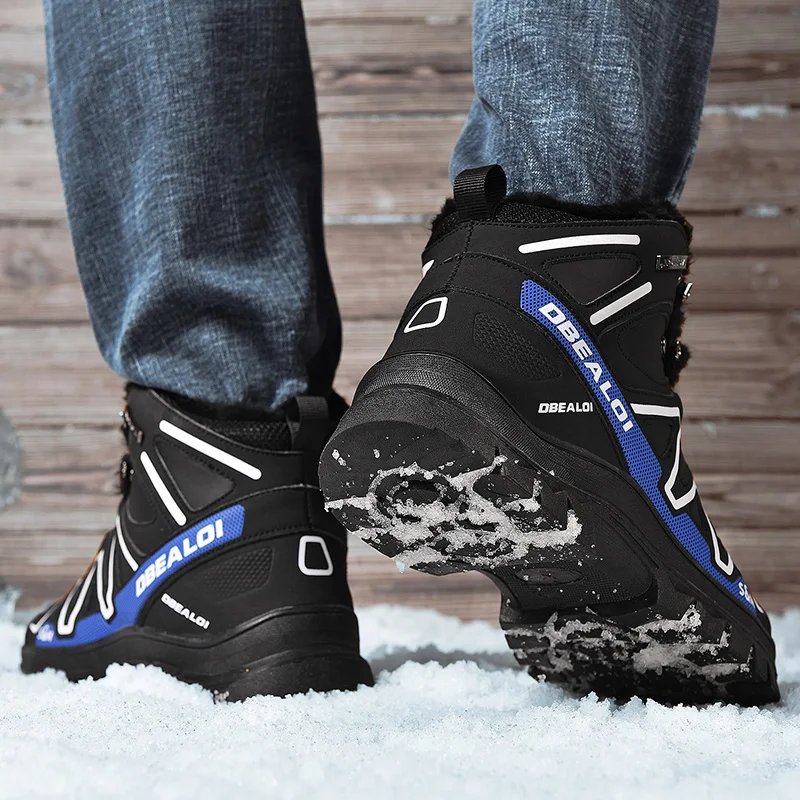 Зимние Теплые повседневные зимние сапоги; обувь из толстого хлопка с высоким берцем; нескользящие износостойкие кроссовки; zapatos de hombre; большие размеры