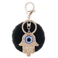 Креативный крутой пальмовый автомобильный брелок турецкий голубой глаз демон глаз плюшевый мохнатый шар сумка орнамент