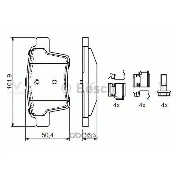 0986494076 BOSCH ДИСКОВЫЕ КОЛОДКИ ЗАДНИЕ