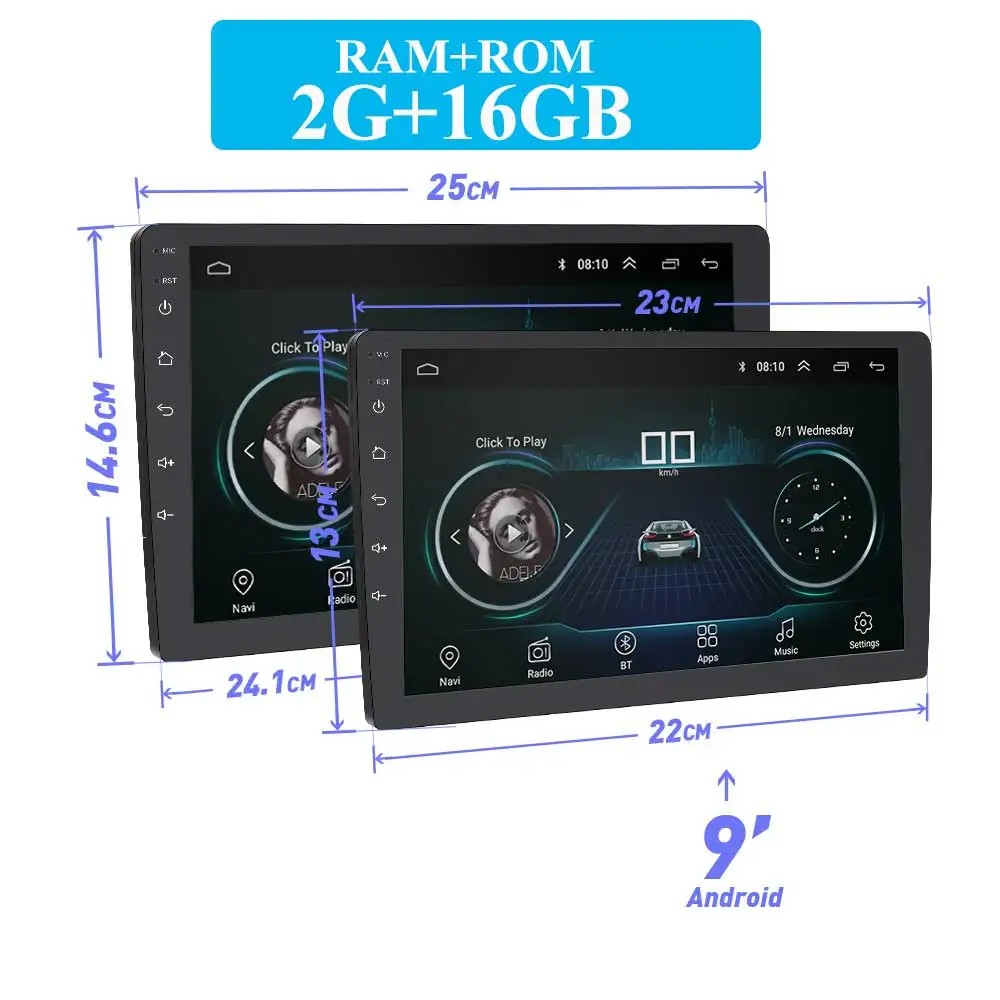 9 10 дюймов Android 8,1 gps навигация Авторадио Мультимедиа dvd-плеер Bluetooth wifi MirrorLink DSP OBD2 Универсальный 2Din Автомагнитола - Цвет: 9 2 with 16