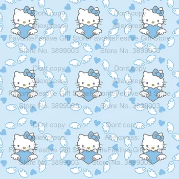

Kitty Cat Printed Patchwork Quilting Fabric High Quality hello Breathable Sewing Material For Baby & Children By Meters
