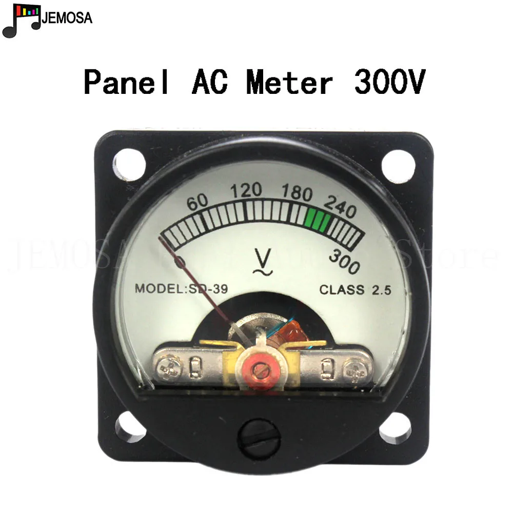 

1PC AC Voltmeter SD-39 AC 300V Meter Panel Mechanical Pointer Type Audio Level Meter 6-12V Warm Back Light for Amplifier radio