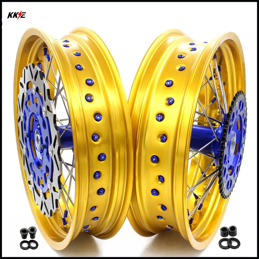 Полный комплект колес SUPERMOTO 3 5/4 25 для SUZUKI DRZ400SM 2005 2018 передний 310 мм большой золотой