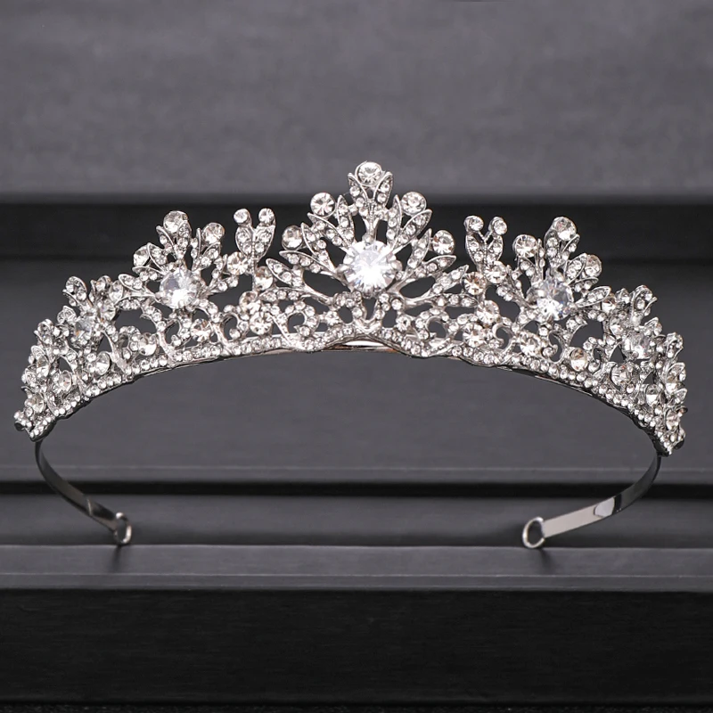 Silver Трендовая свадебная корона для невесты, головной убор золотого и серебряного цвета в стиле барокко, хрустальные диадемы и короны, свадебная тиара, аксессуары для волос - Окраска металла: Silver