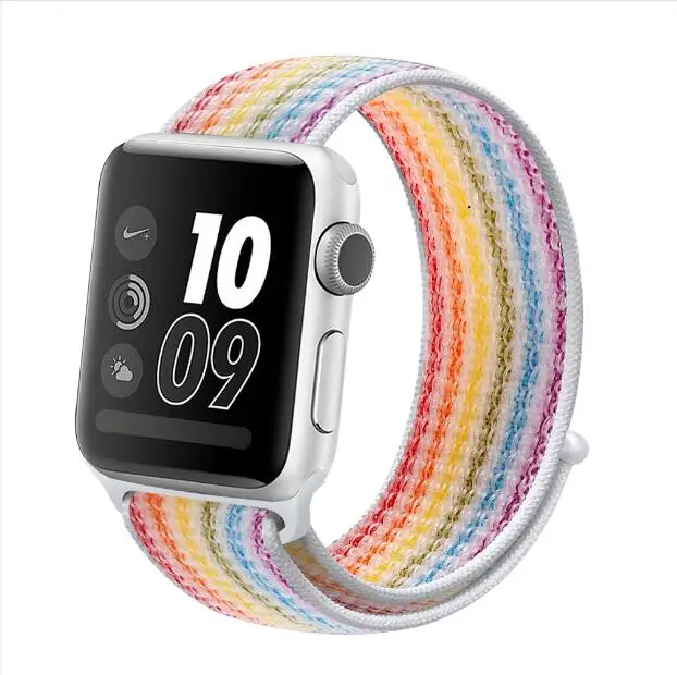 multi color Тканый нейлоновый ремешок для часов Apple Watch ремешок 40 мм 44 мм 38 мм 42 мм мягкая Спортивная петля для iWatch 5 4 3 2 1 дышащий ремешок - Цвет ремешка: multi color
