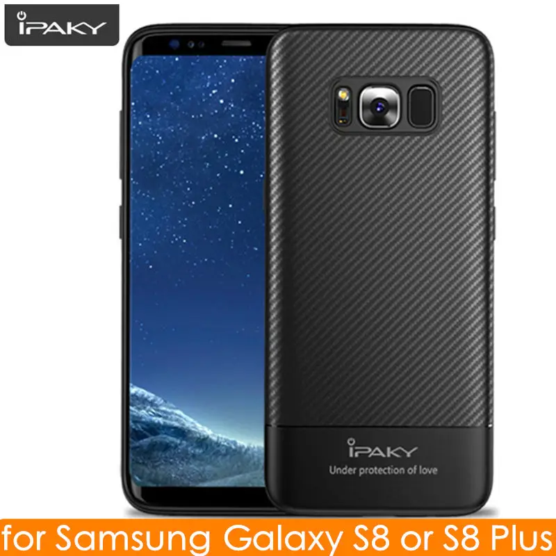 for Samsung S8 Case IPAKY S9 S10 Plus Note 8 Note 9 Carbon Fiber Hybrid