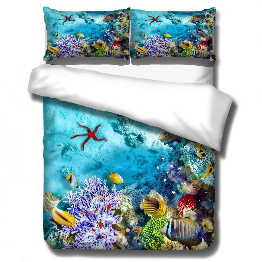 3D печати Дельфин подводный мир Постельное белье Quiltcover Дизайн Комплект постельного белья Постельное белье queen King Размеры 2/комплект из 3 предметов, детский подарок на день рождения