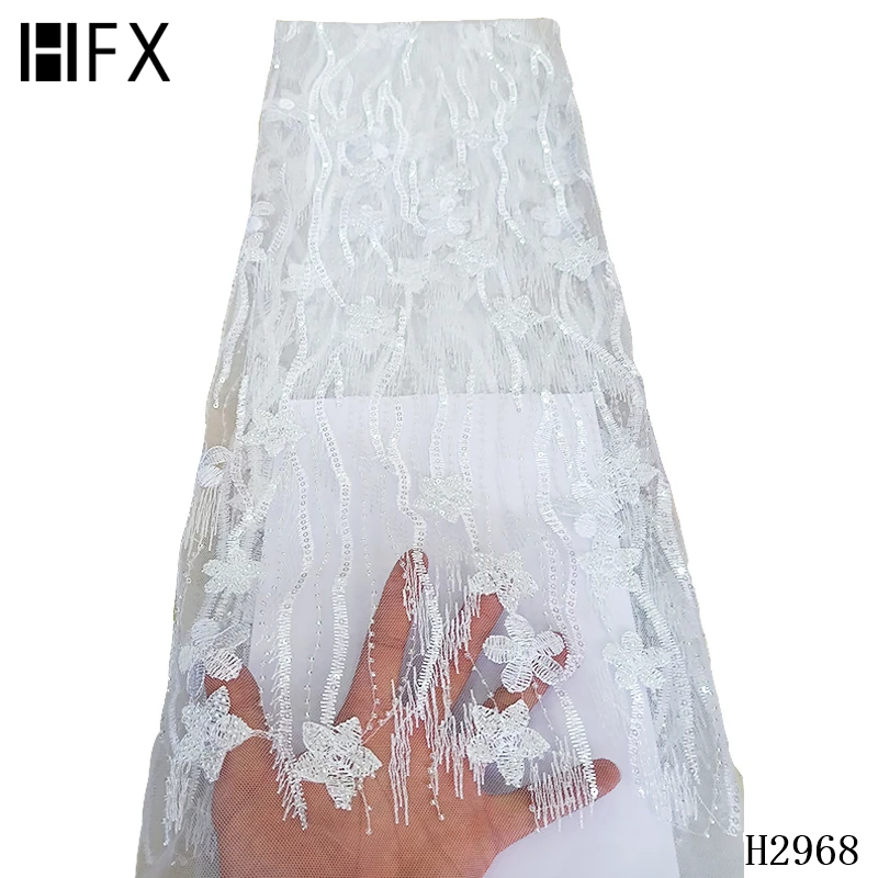 Африканская ткань белая вышитая французская кружевная ткань вышитая бисером 3d Кружевная аппликация бирюза нигерийское свадебное платье Сетчатое кружево X2968