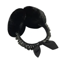 Женские зимние модные плюшевые забавные зимние наушники с завязками; повязка на голову из искусственного меха; леопардовые теплые плюшевые вечерние теплые и удобные