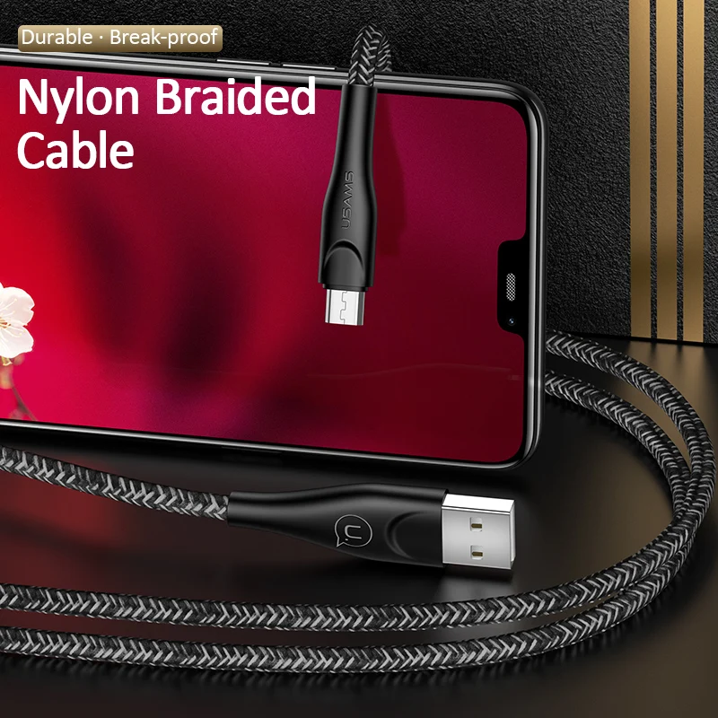USAMS Micro USB кабель 1 м 2 м 3 м для Xiaomi Redmi Micro USB зарядное устройство Дата-кабель Android Microusb кабель для samsung зарядный провод