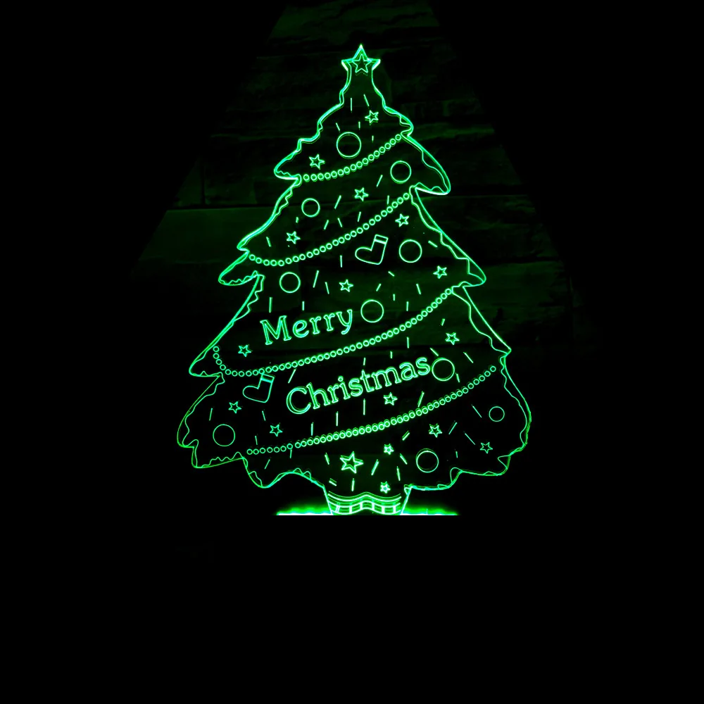 

2019 New Style Christmas Gift 3D Night Lamp Christmas Tree 3D Colorful Touch Control Small Table Lamp