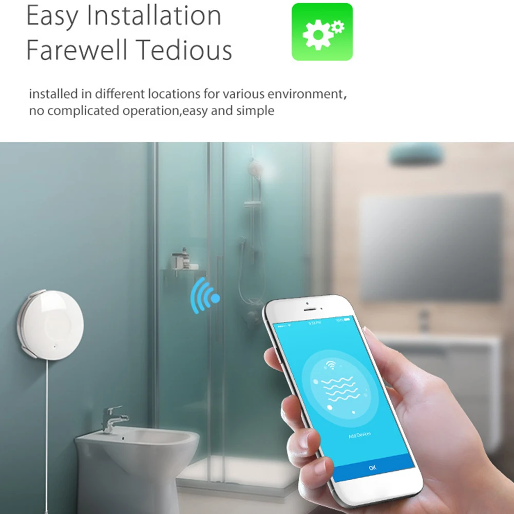 Wifi ванная безопасность прочный датчик утечки воды Датчик Затопления приложение