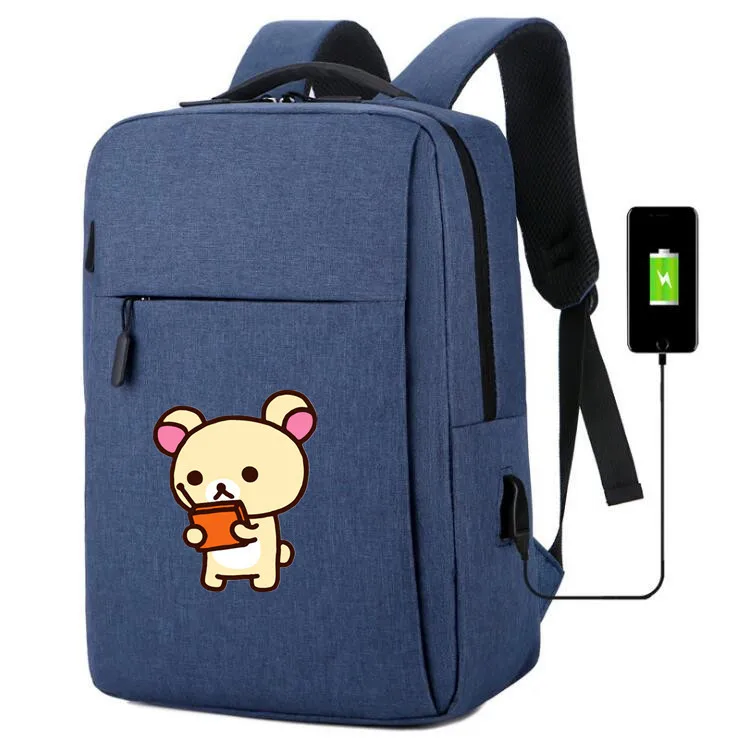 7 Детский рюкзак из парусины Rilakkuma, usb зарядка, школьные сумки, мобильный телефон, зарядка через плечо, сумка для ноутбука, дорожная сумка рюкзак - Цвет: 7