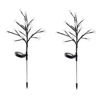 

2 Pcs Solar Lights Outdoor Decoration, Solar Garden Lights Multicolor Solar Fairy Lights, 20 Led Cherry Blossom Lanterns