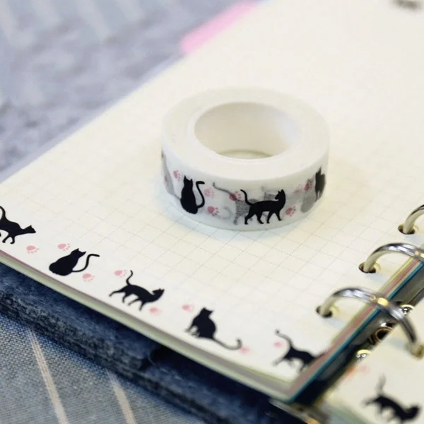 2 шт. Кот DIY самоклеющиеся васи клейкая лента стикер Ремесло Декор декоративные милые животные Скрапбукинг Маскировочные ленты