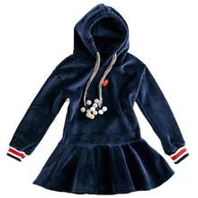 Модные осенне-зимние платья из плотного бархата для девочек-подростков; рождественское платье для малышей; детская одежда vestidos для детей 4-14 лет