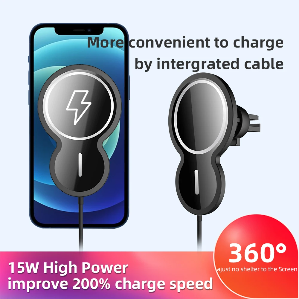 15W Smart Wireless Car Charger High Power Improve 200% Charge Speed  Auto Attract By Magnet 360° Fast Charging For Iphone  Phone