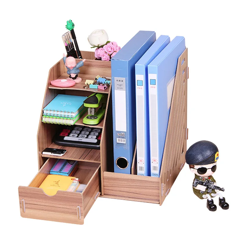 

Desktop Office Storage Box Drawer Wood A4 Paper Rack House Organizer Container Mobile Phone Sundries