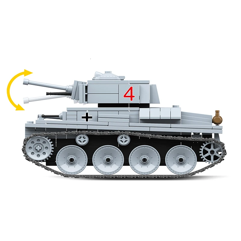 Skup Nowy 535 sztuk wojskowy WW2 LT 38 lekki czołg model klocków budowlanych kompatybilny Legoingly Technic miasto żołnierz wojskowy broń zabawki