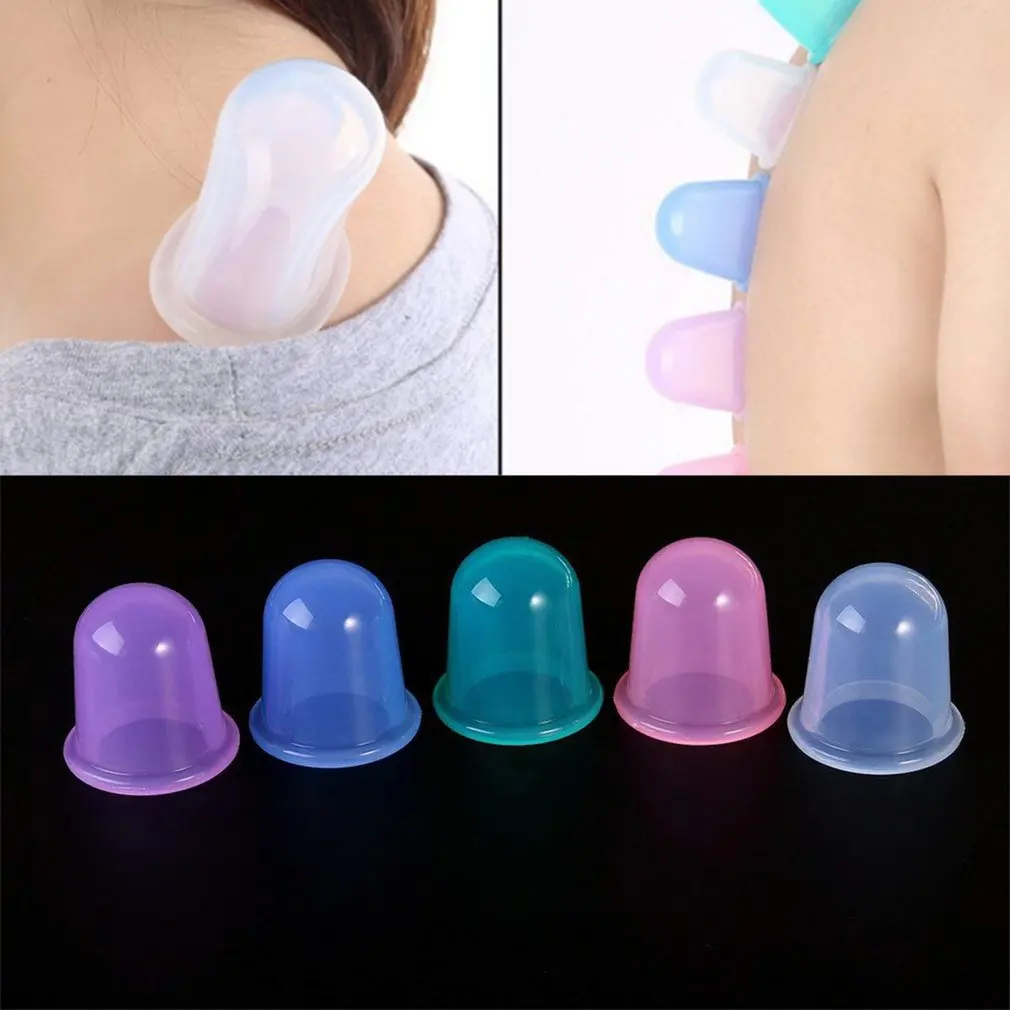 Vacuum Silicone Cupping Body Massage Helper Anti Cellulite Cups Family Health Care Massage Face Neck Medical Pump Suction 4Pcs