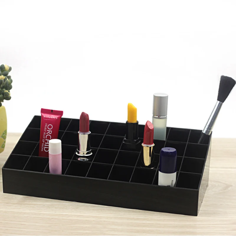 

Plastic 36 Slots Lipstick Organizer Box Black/White/Clear Lipstick Holder Rack Pink Lip Gross Storage Case Holder 24.5*11*7.3cm