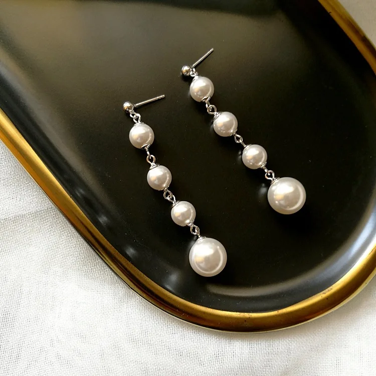 1 pair style 3 Серьги из стерлингового серебра 925 пробы премиум класса, модные длинные серьги с кисточками и жемчугом, серьги-капли для поднятия лица, трендовые серьги для девушек, Серебряные Серьги с драгоценными камнями - Окраска металла: 1 pair style 3