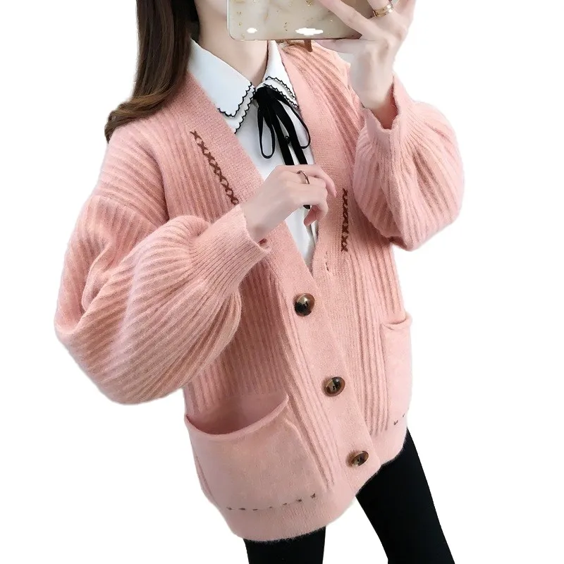 

Winter Knit Sweater Women Autumn 2020 Female Casual Long Sleeve Button Cardigan Knitted Sweaters Coat Femme Warm Clothes Pocket