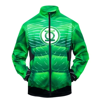 

DC Superhero Muscle Green Lantern Cosplay 3D Printed Costume Premium Zipper Jacket Coat Sweatshirt Tracksuit Fitness Gym Tops