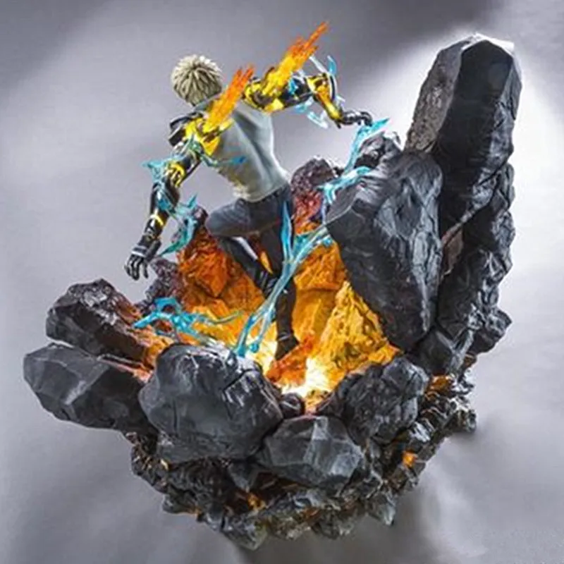 49 см аниме ONE PUNCH MAN Genos статуя полноразмерная портретная резиновая фигурка героя Светодиодная лампа Коллекционная модель игрушки A144