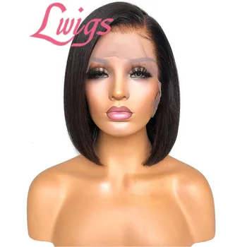 

Lwigs Top Quality KYLIE Human Hair Bob Wig Side Part Lace Front Human Hair Wig Straight Short Bob Lace Front Wigs Pre Plucked