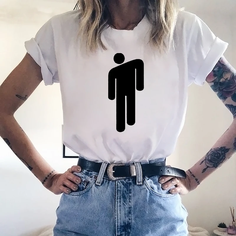 Женская футболка Billie Eilish, футболка Camisetas Verano Mujer, Harajuku, модная футболка размера плюс, короткая футболка для девочек с круглым вырезом