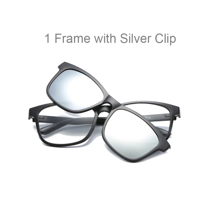 C3 with silver clip HBK, ультра-светильник TR90, магнитные солнцезащитные очки на застежке, мужские поляризованные очки для вождения с магнитными линзами, оправа для очков, UV400 - Цвет линз: C3 with silver clip
