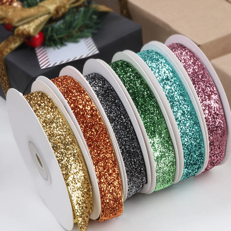 5Yard/lot(5/8") Glitter Velvet Ribbon For Headband Clips Bow Wedding Decoration Gift Wrap DIY Handmade Material