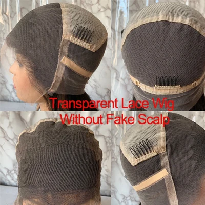 Transparent Lace Поддельные головы парик прозрачный полный парик шнурка Невидимый отбеленные предварительно вырезанные 13X6 Синтетические волосы на кружеве поддельные головы парик человеческих волос Remy - Цвет: Transparent Lace