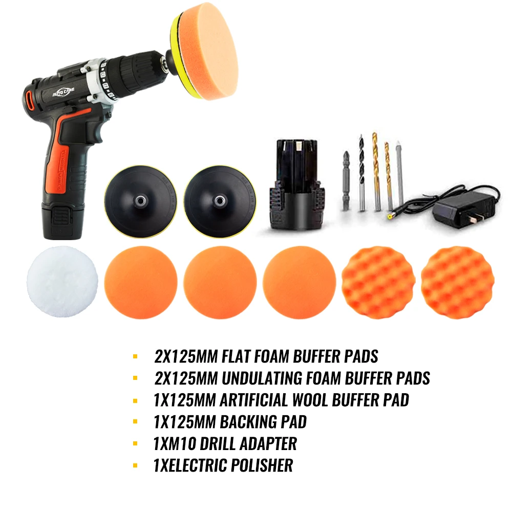 Polisher Set 12 В беспроводной автомобильный полировщик, электрическая отвертка, дрель, беспроводная, 120 Вт, электрическая шлифовальная машина M10, полировальная машина, шлифовальный инструмент - Цвет: Polisher Set