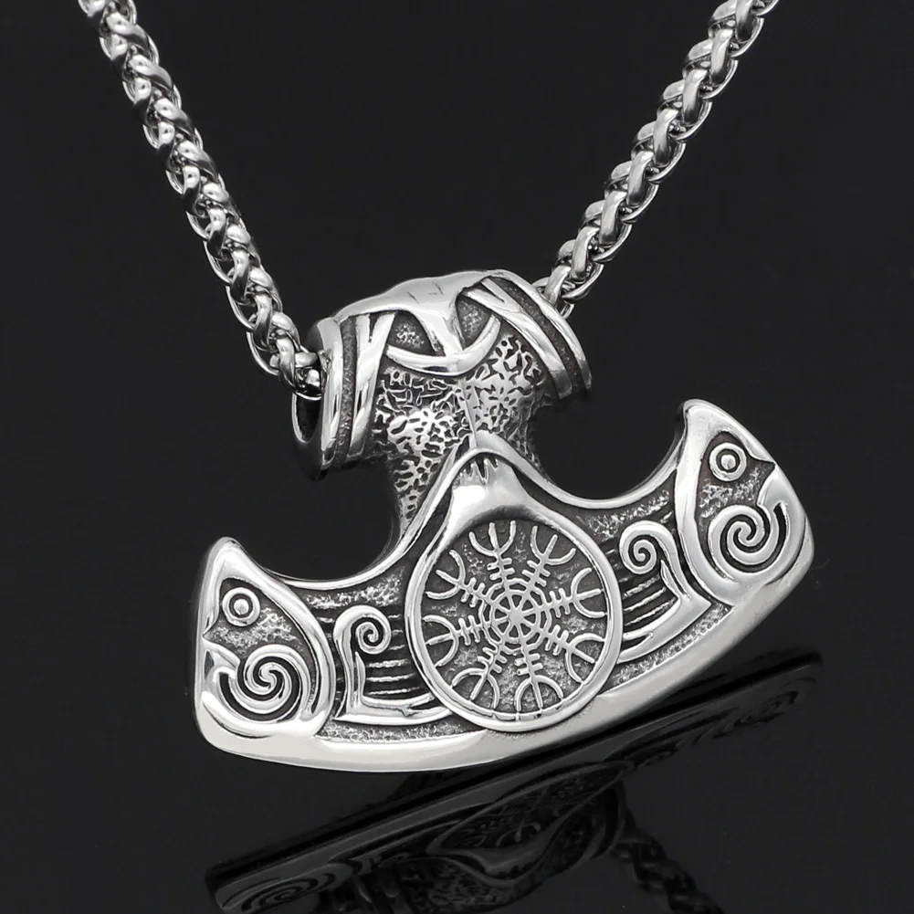 Мужская подвеска в виде топора из нержавеющей стали mamen viking vegvisir amulet|Ожерелья с