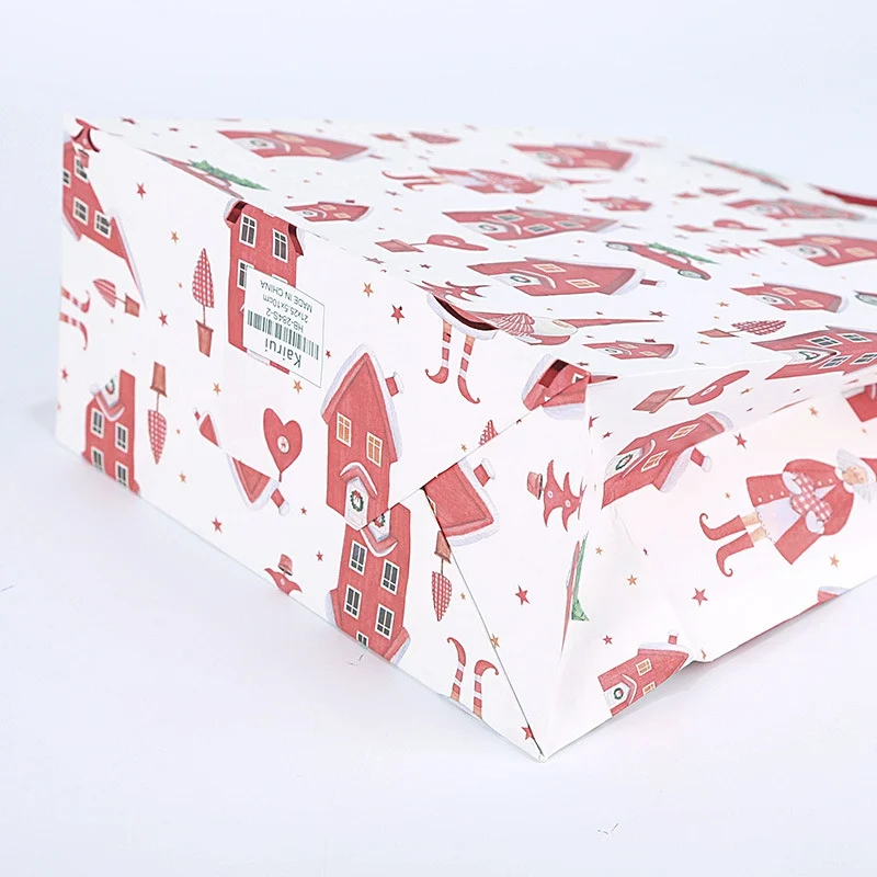 12PCS Christmas Gift Paper Bags Portable Biscuits Gift Bag Goodies Holders Tote Bags Containers For Christmas Party Home Bakery