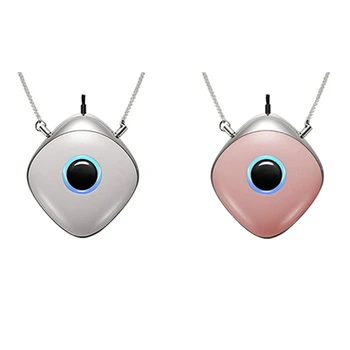 

2 Set Personal Travel Portable Air Purifier, Negative Ion Purifier, for Children and Adults, Silver & Pink