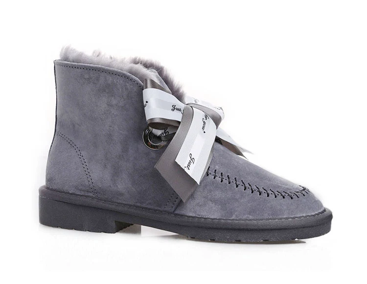 GRWG High Quality Genuine Leather Women Snow Boots Natural Fur Winter Boots Women's Fashion Ankle Boots Wool Women Shoes