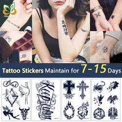 Waterproof Temporary Tattoo Sticker Long Lasting 7-15 Days Letter Animal Flower Pattern Flash Sticker Body Art Fake Tattoo Men