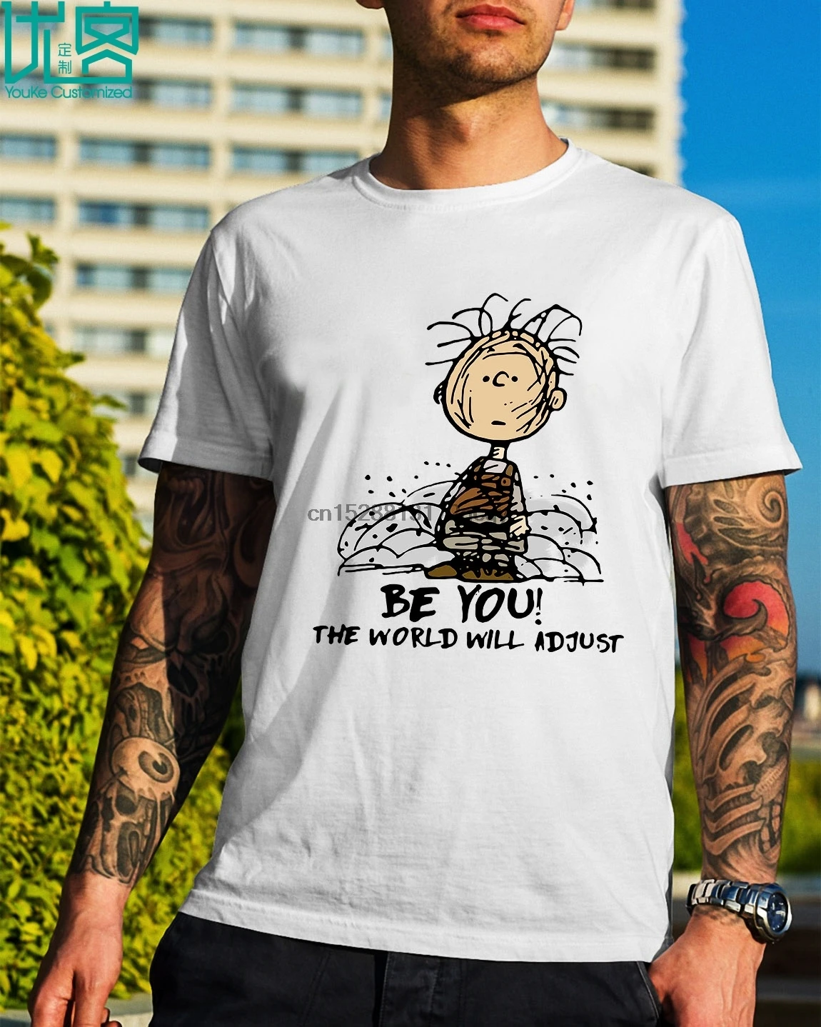 Бренд Charlie коричневый Be You The World будет регулировать футболку 2019 Летняя мужская