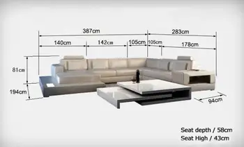 

French design functional white italian leather sofa set
