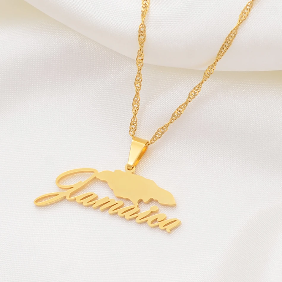 Anniyo Jamaica карта ожерелья с подвесками для женщин девочек серебро/золото Цвет ямайские Ювелирные изделия Подарки#115521