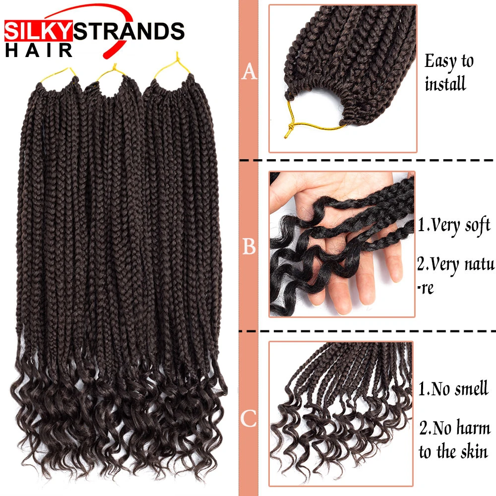 14 18 Inch Curly End Box Braids Hair Extensions Jumbo Jamaican Bounce  Crochet Hair Braids Afro Synthetic Faux Locs Crochet Hair - Synthetic Braiding  Hair(for Black) - AliExpress