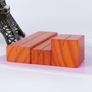

Natural Wood Block Clips Paper Photo Picture Card Holder Clamp Stand Table Decor