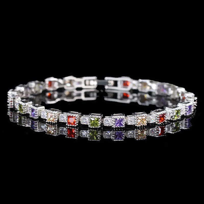 Multied Color Wong Rain, винтажный браслет из серебра 925 пробы, изумруд, драгоценный камень, очаровательный Свадебный коктейльный браслет, хорошее ювелирное изделие, подарки - Цвет камня: Multied Color