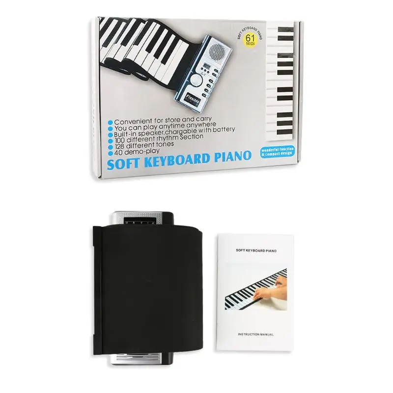 

Portable 61-key Hand-rolled Piano with Trumpet Children Adult Silicone Keyboard
