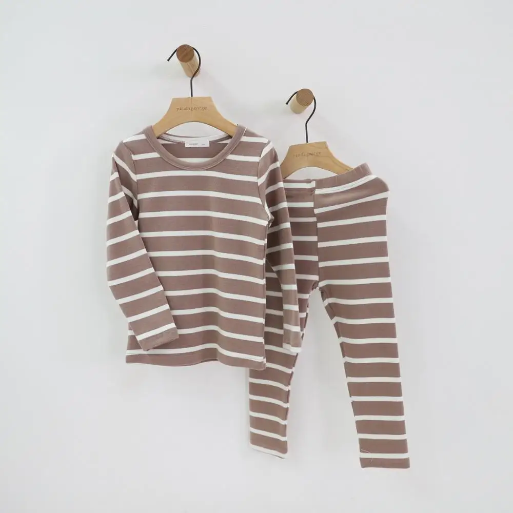 Детский Пижамный комплект для мальчиков и девочек; пижамный комплект в полоску; Топ и штаны; унисекс; коллекция года; одежда для малышей в Корейском стиле; одежда для сна - Цвет: Color 5