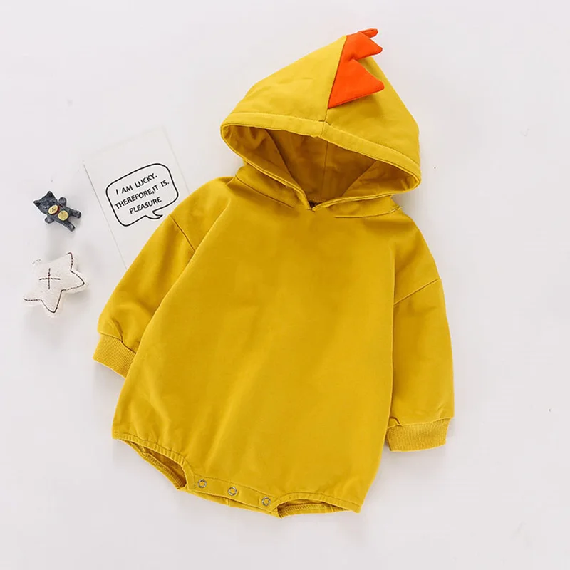 

Spring Autumn Baby Romper Boys New Small Dinosaur Shape Cotton Hoodie Romper Girls Bag Fart Clothes