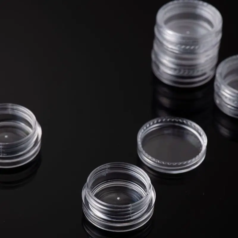 50Pcs 3ML Clear Plastic Jewelry Bead Storage Box Small Round Container Jars Make Up Organizer Boxes